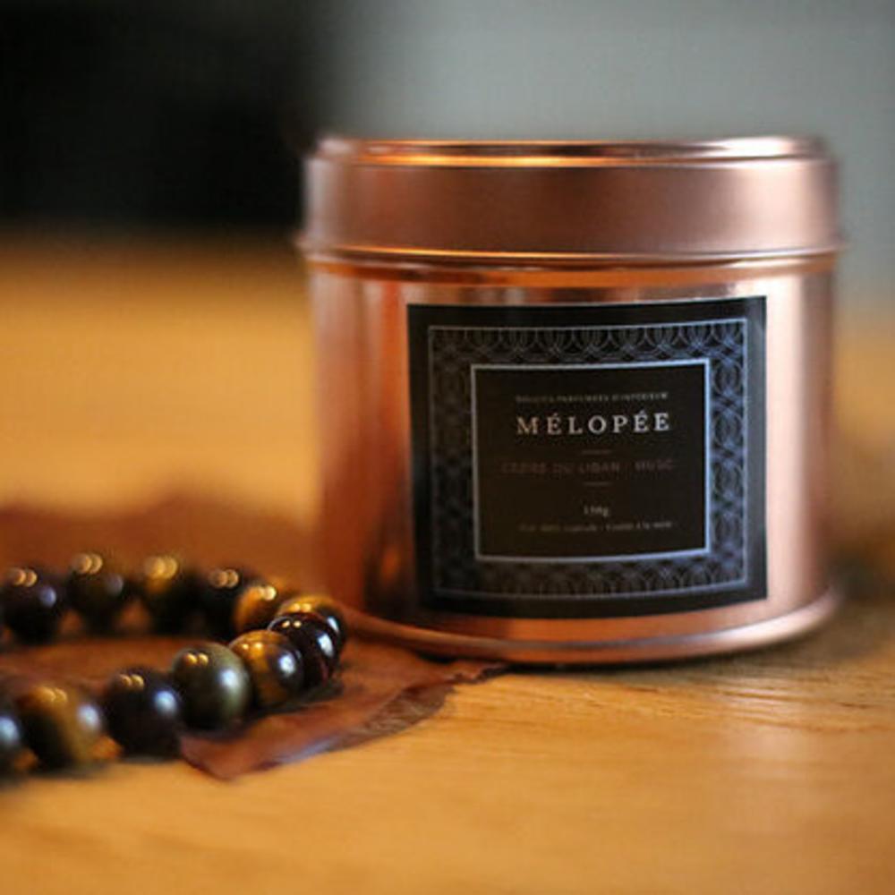Luxury handmade soy copper candle tin, Cedar Of Libanon.