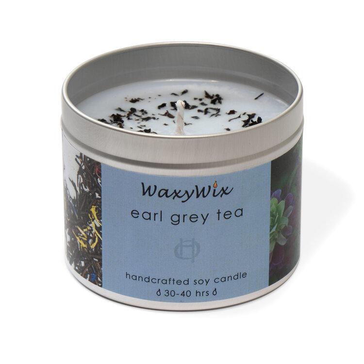 Earl Grey Tea Handcrafted Soy Candle Tin, handmade by WaxyWix