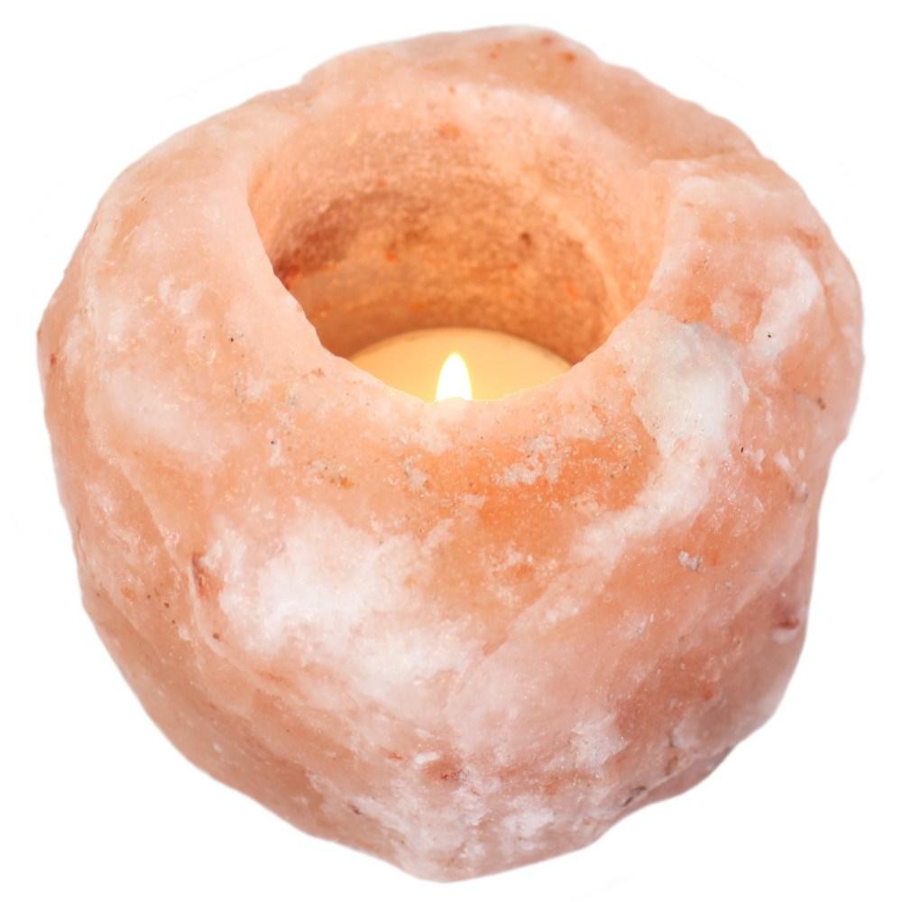 100% natural Himalayan Salt tealight holder, holds a single tealight in the centre.