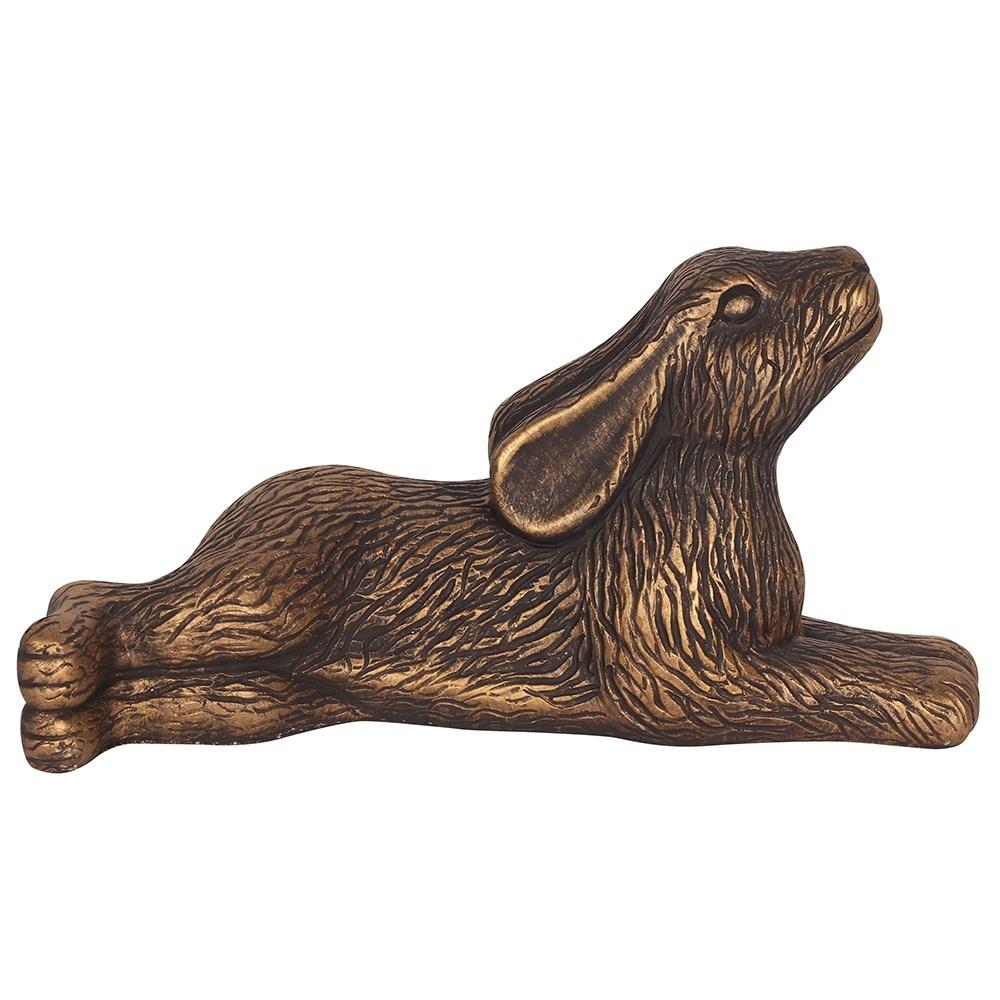 Large Terracotta Lying Hare Ornament with a bronze coloured finish.