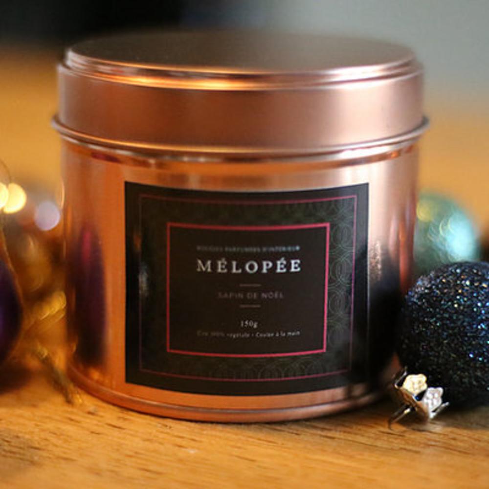 Luxury handmade soy copper candle tin, Christmas Tree.