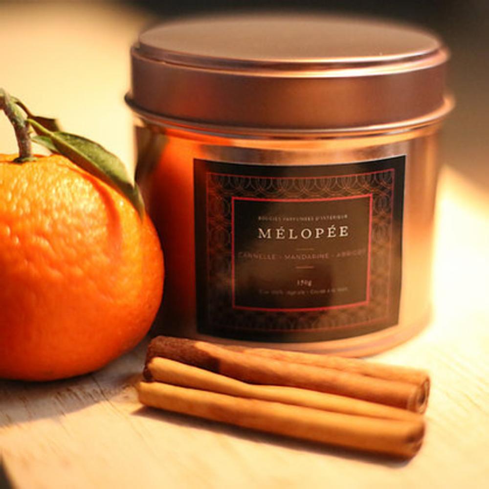 Luxury handmade soy copper candle tin, Cinnamon & Mandarin.
