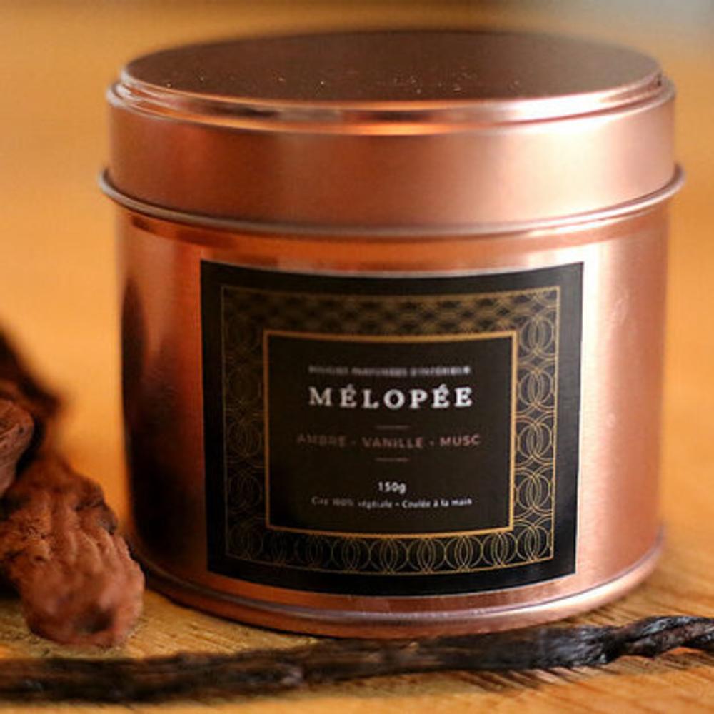 Luxury handmade soy copper candle tin, Amber & Vanilla.