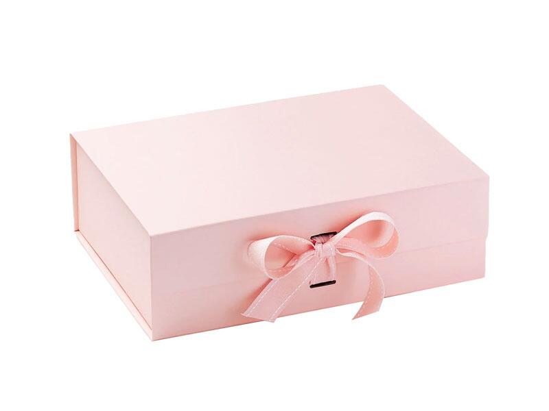 Baby Pink Luxurious Deep A4 Rigid Box with Magnetic Closure and Ribbon ...