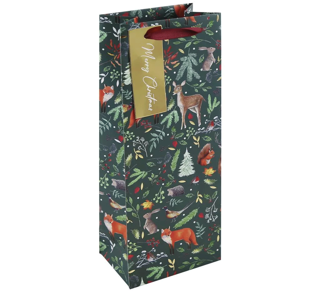 Idena 31370 Christmas Bottle Bag - Colourful Gift Bag, 35 X 10 X 10 Cm, Reusable, Assorted Designs, Cord Handle For Wine, Liquor & Holiday Gifts - View #2