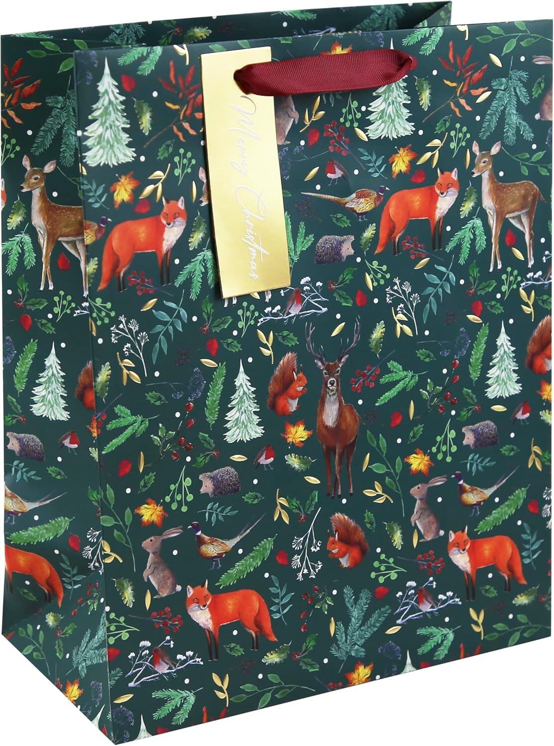 navy blue forest xmas bag