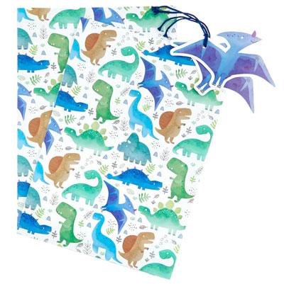 dinosaur gift wrap and tags