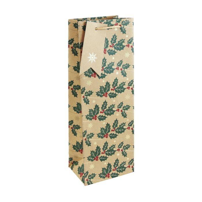 Holly and Berries Wine Bottle Bag