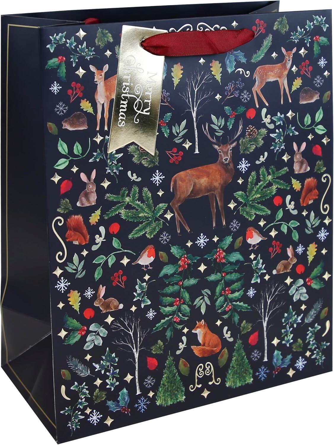 large navy xmas gift bag