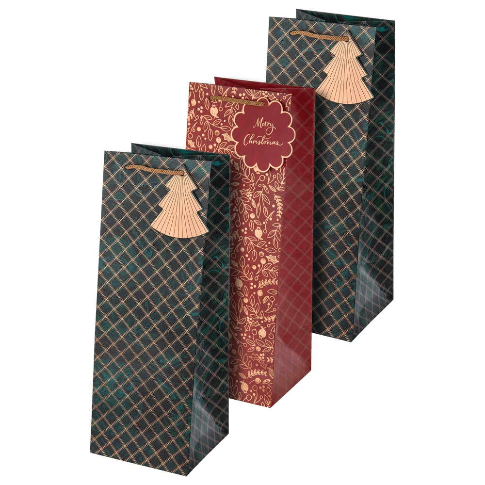 luxury red and green bottle xmas bag
