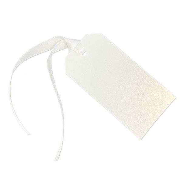 4 White Luggage Gift Tags with Ribbon