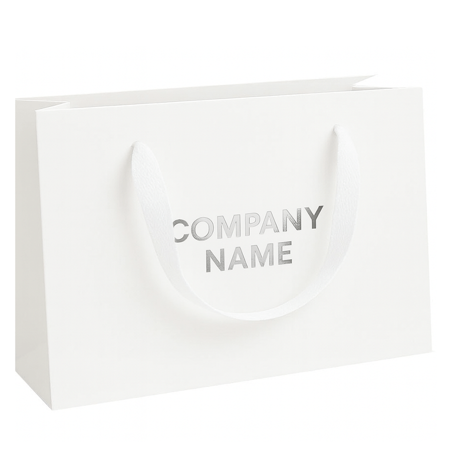 white branded gift bag