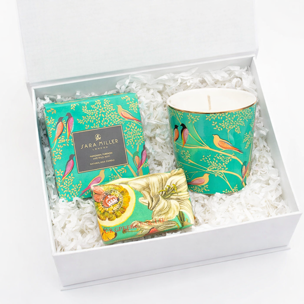 sara miller candle and soap gift set
