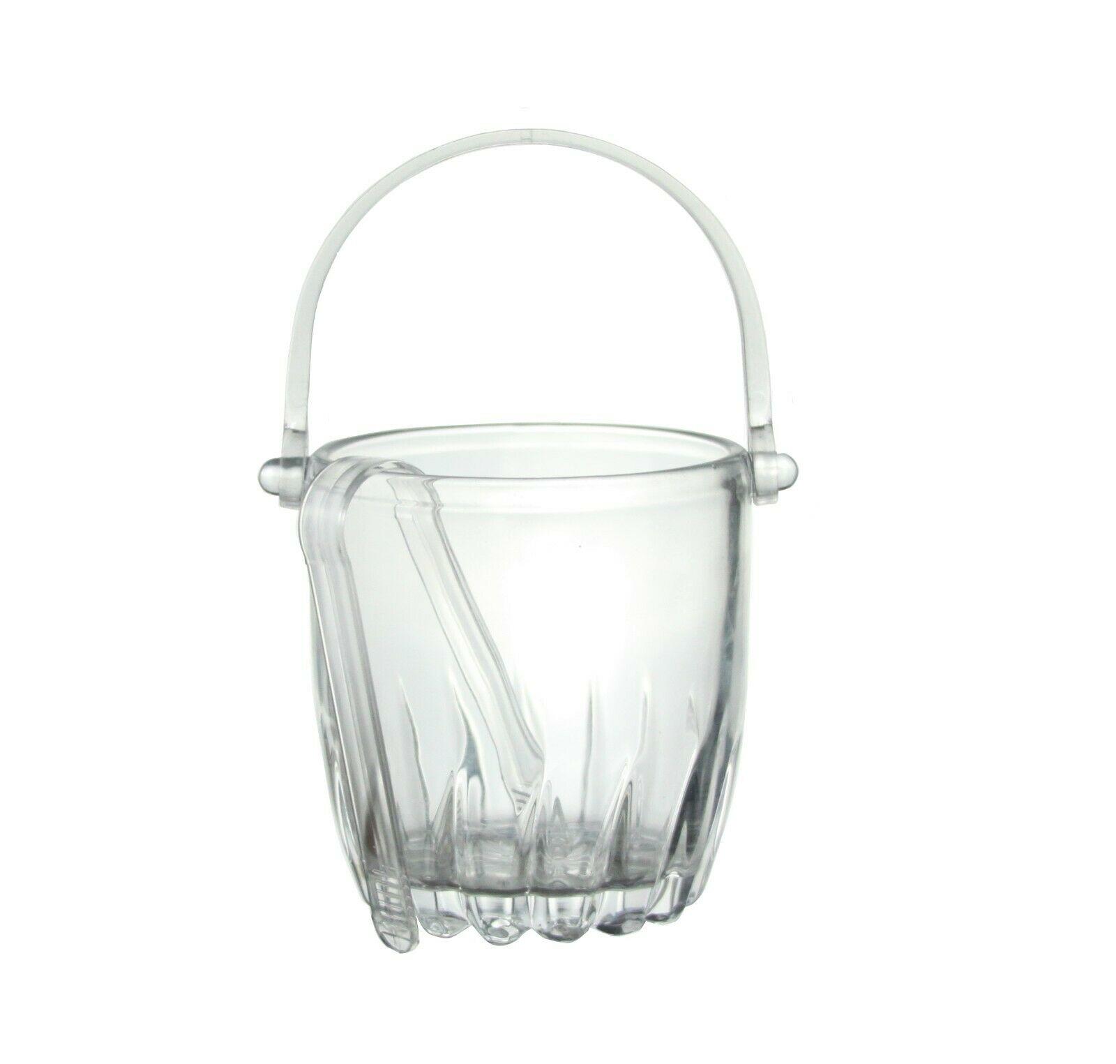 Glass Ice Cube Serving Bucket With Tongs Cooler Champagne Wine Drinks Party