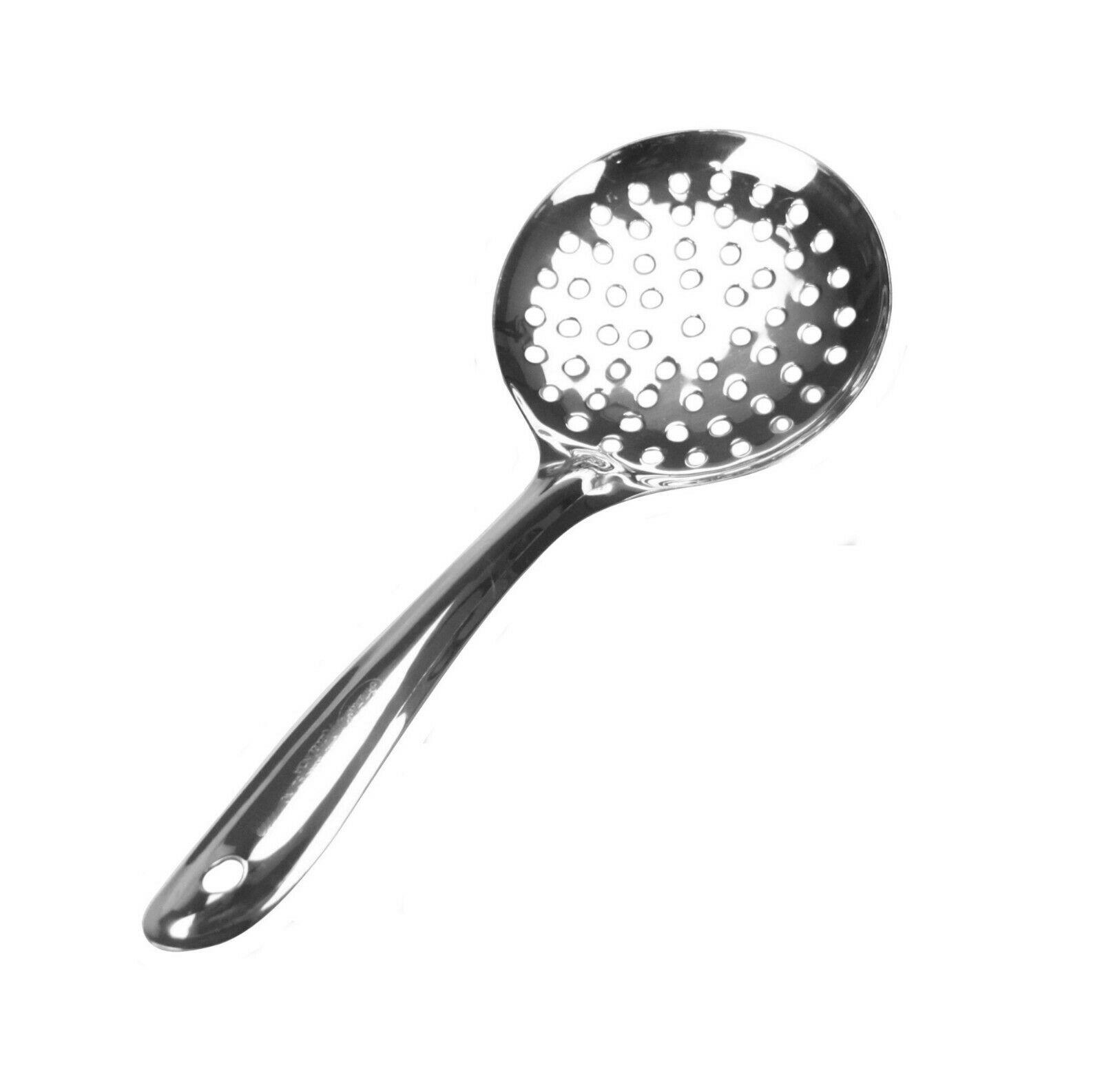 Skimmer Slotted Spoon Stainless Steel Strainer Ladle Perforated Spoon Slotted Deep Fat Fryer Frying Cooking Serving Spoon Oil Skimmer Boondhi Spoon Kitchen Utensil Tool Long Handle 29.5cm x 10.8cm 