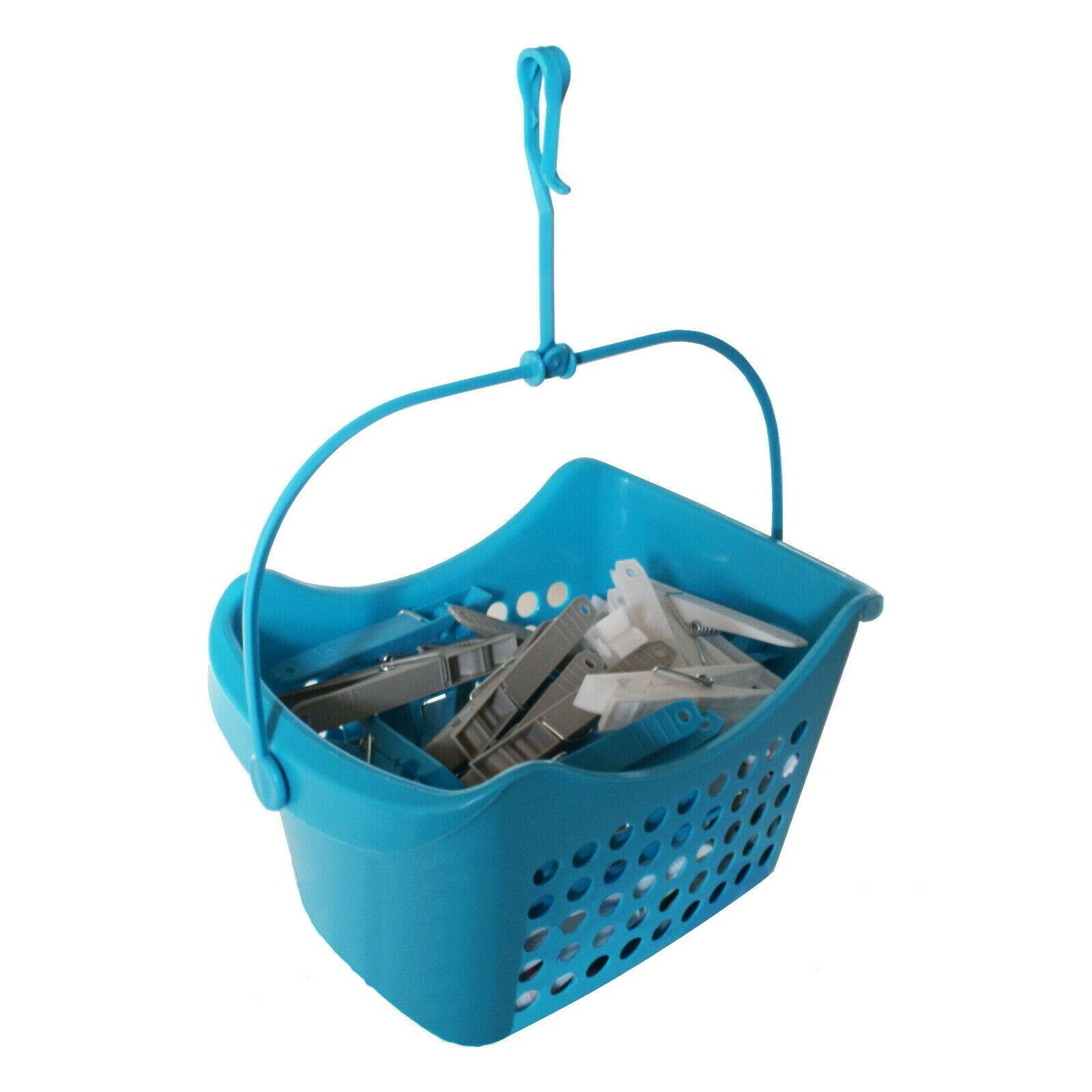 Details about   50 Large Plastic Clothes Pegs In Basket With Hanging Hook Washing Line Airer Peg 