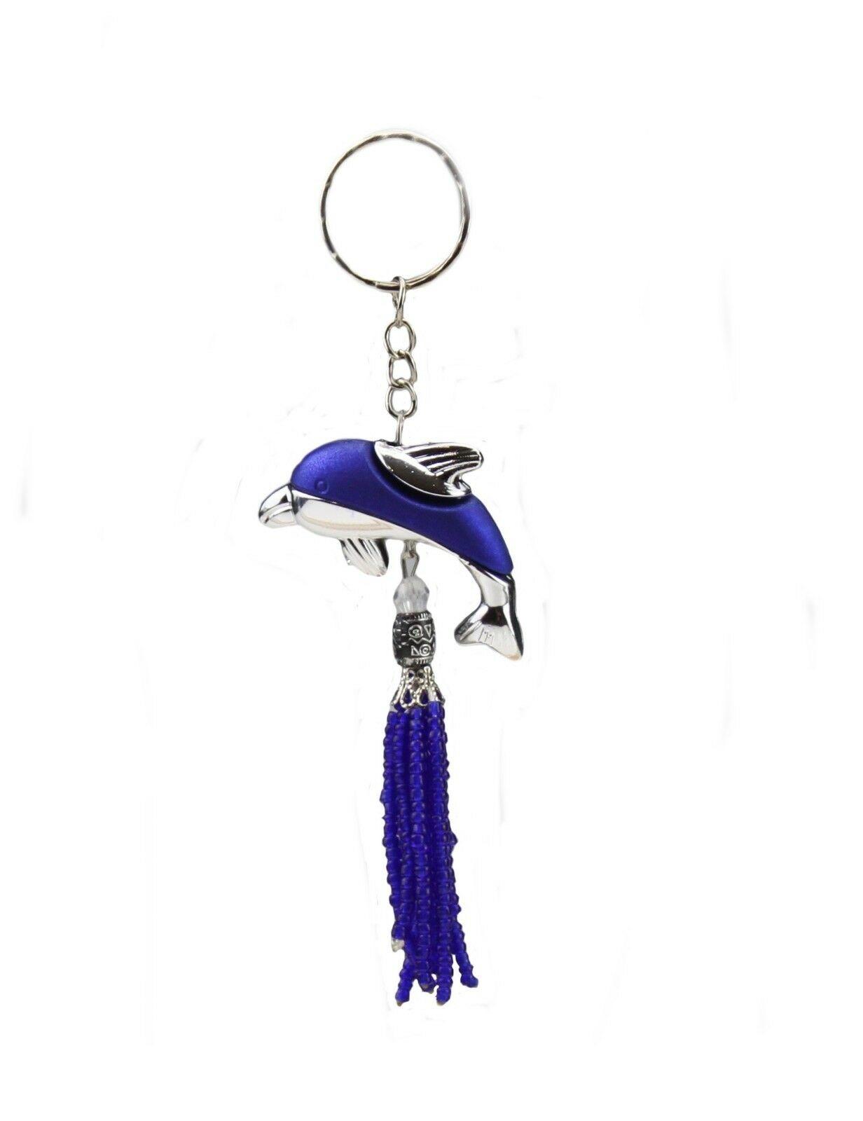 Feng Shui Keyring Blue Dolphin Keychain Key Ring Tassel Nazaar Bag Charm Protect