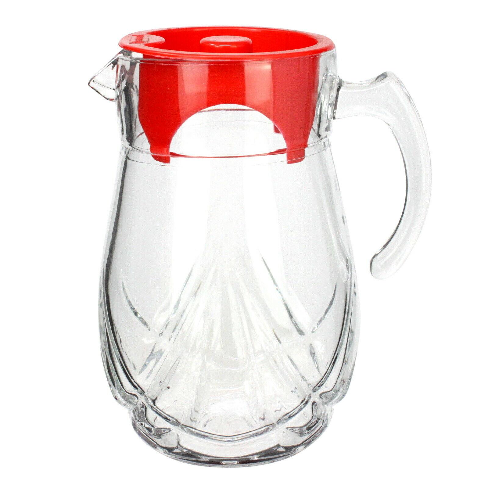 Glass Pitcher Jug with Tumblers 7PC Set Water Juice Drinkware Carafe with  Lid