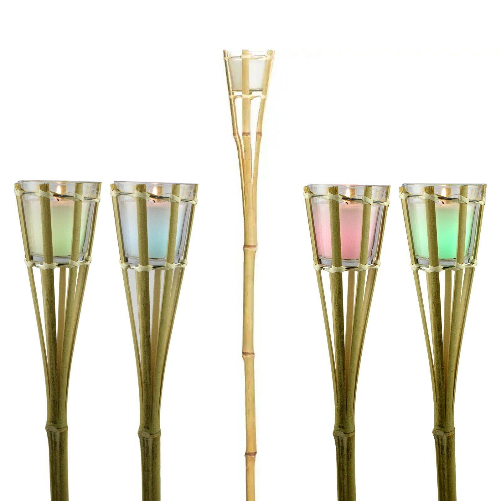 Citronella Scented Garden Candle Torch Colour Changing LED Outdoor Set of 2