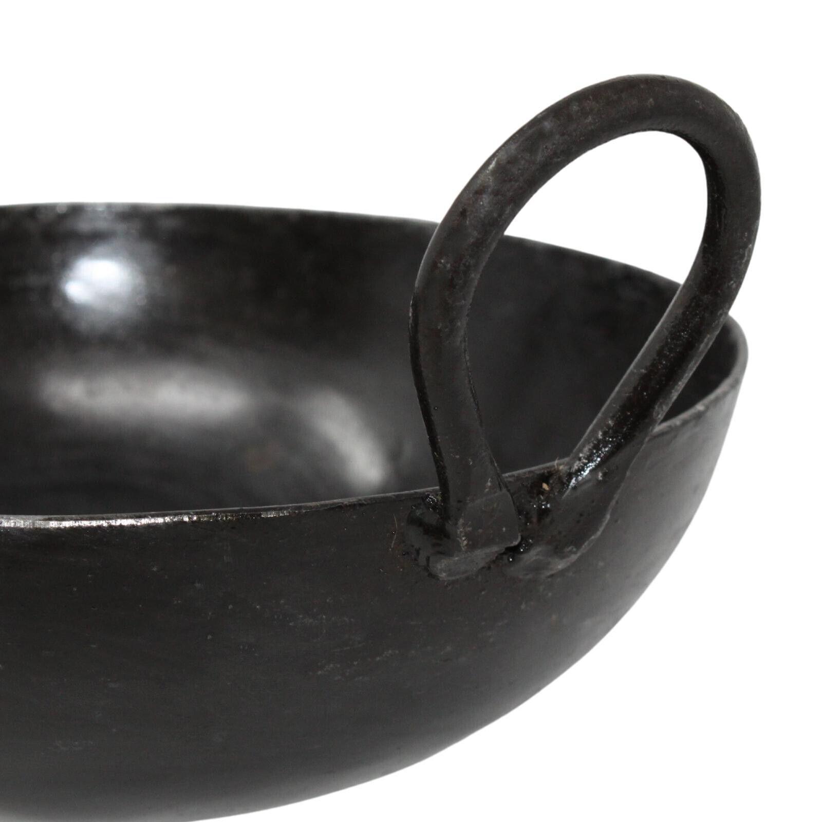 Iron Karahi Kadai Kadhai Iron Wok Balti Dish Indian With Handles Heavy Duty  Flat 