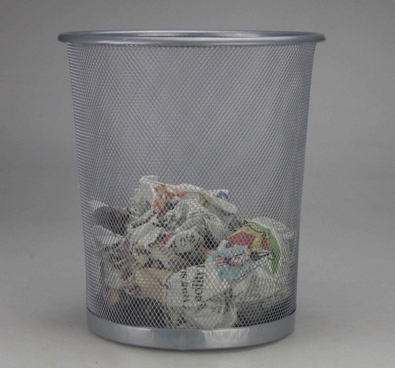Metal Waste Paper Rubbish Bin for Office Bedroom Small Mesh Desk Litter 10L bin 