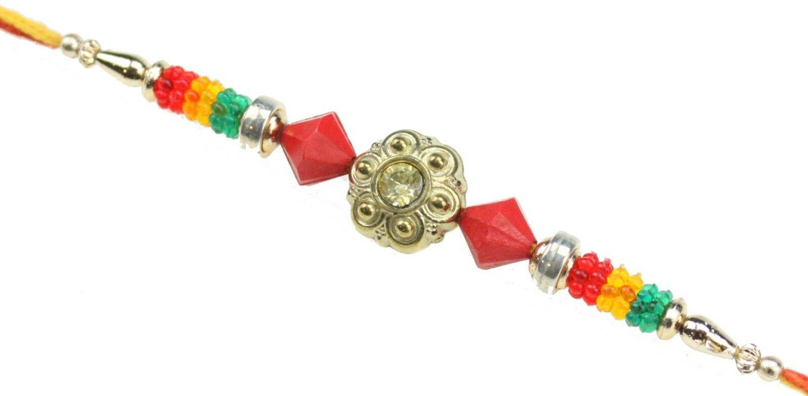 6 X Rakhi Thread Bracelet Red Yellow Green Raksha Bandhan Rakhi Wrist ...