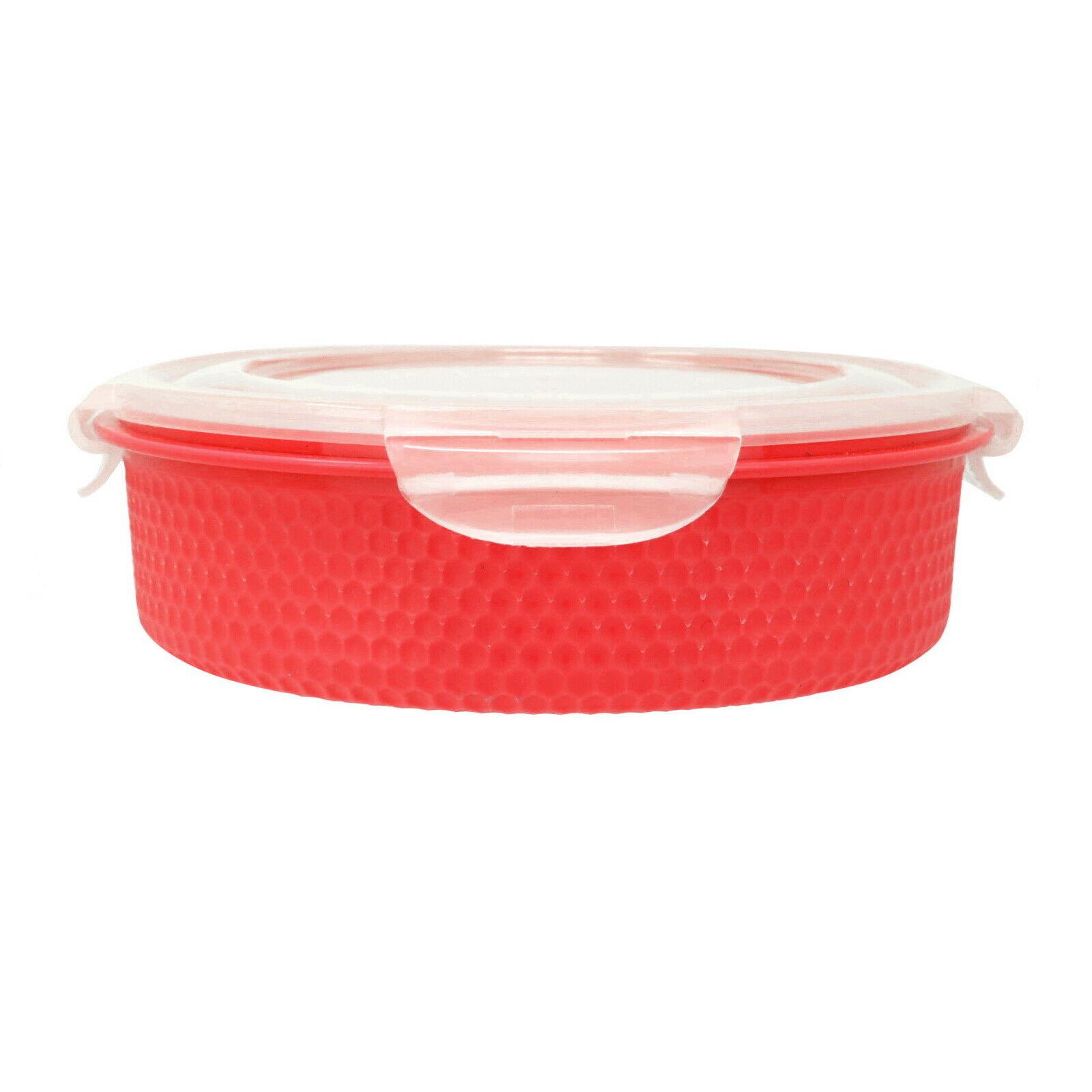 Plastic Papad Box Food Storage Containers Round Clip Lock Lid Airtight 