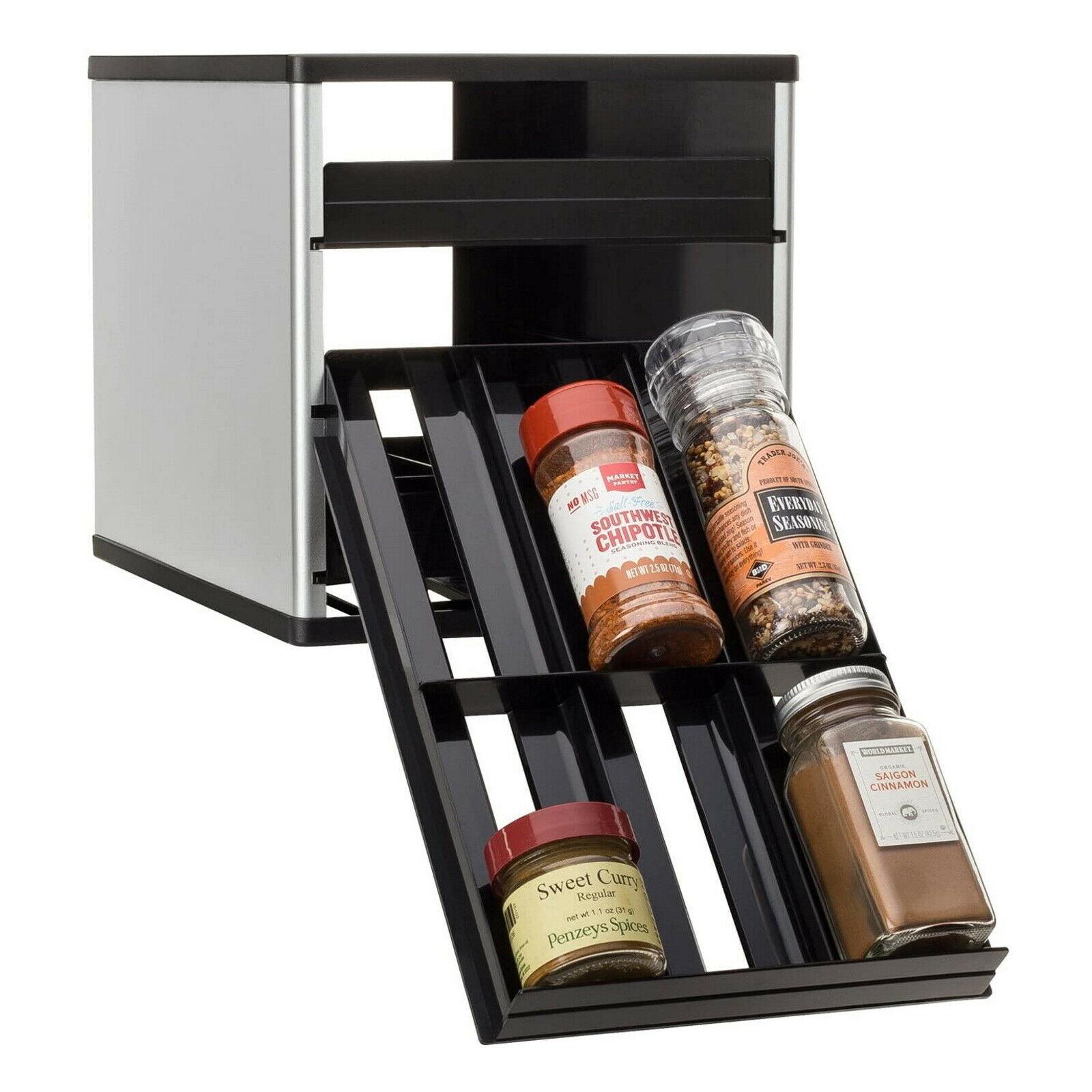 Stack Spice Rack 3 Tier Spice Jar Rack Holder Free Standing Kitchen Storage Organiser ...