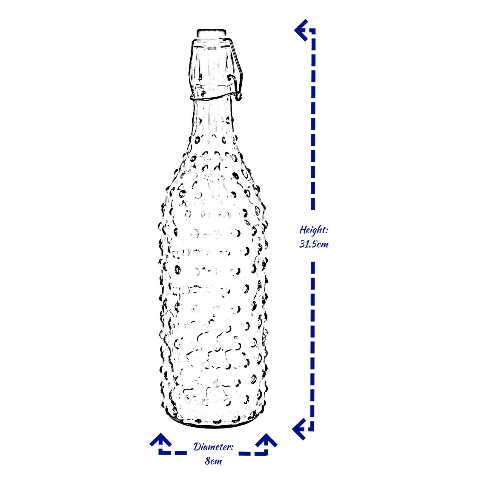 Glass Beverage Water Bottle 1 Litre Vintage Airtight Preserve Fridge