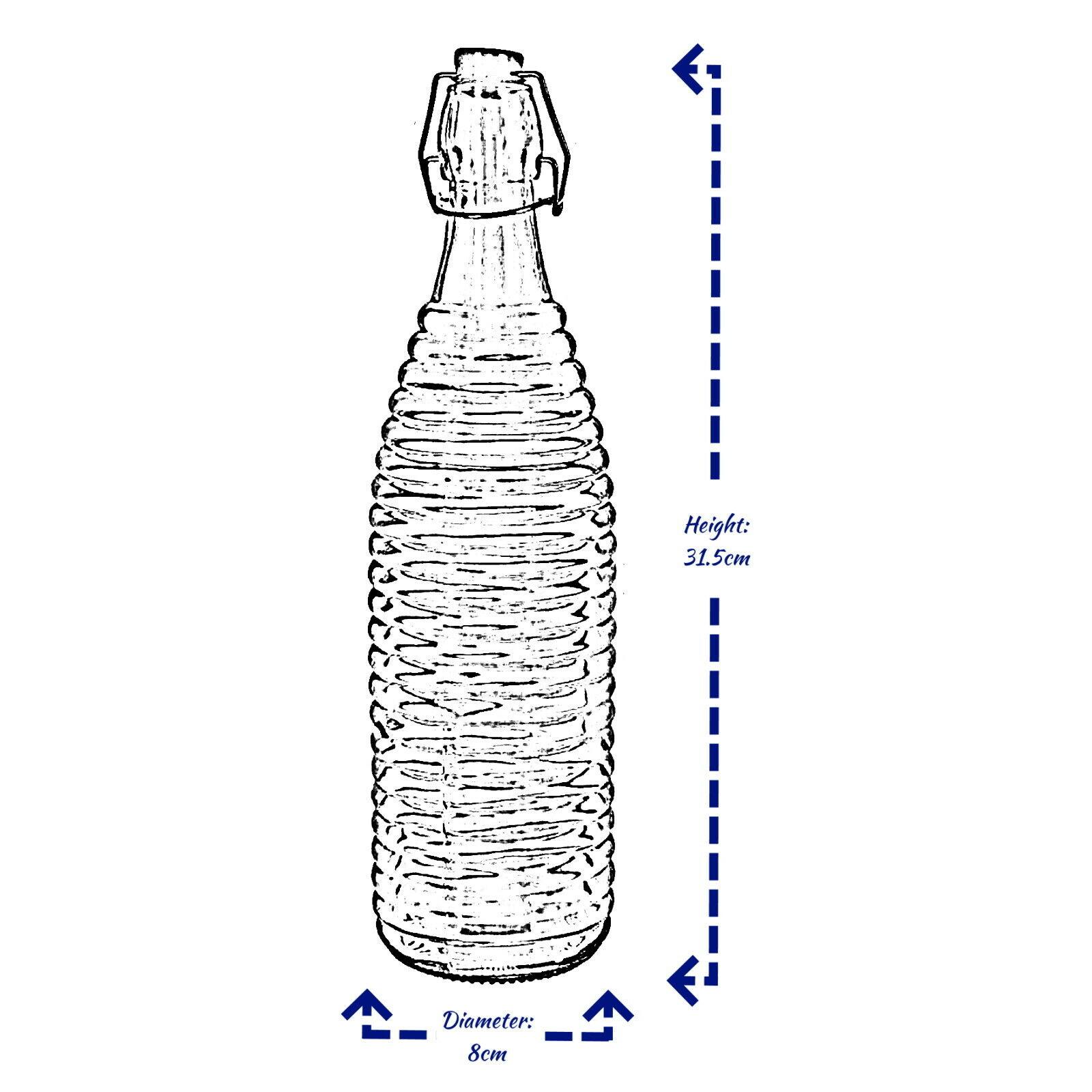 Glass Beverage Water Bottle 1 Litre Coloured Preserve Fridge Swing Top Clip  Top