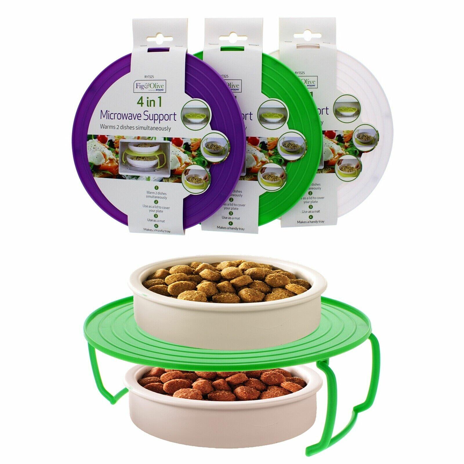 4 IN 1 MICROWAVE FOOD DISH PLATE STACKER STAND TRAY HEAT WARM TWO MEALS  TOGETHER 5039164441669