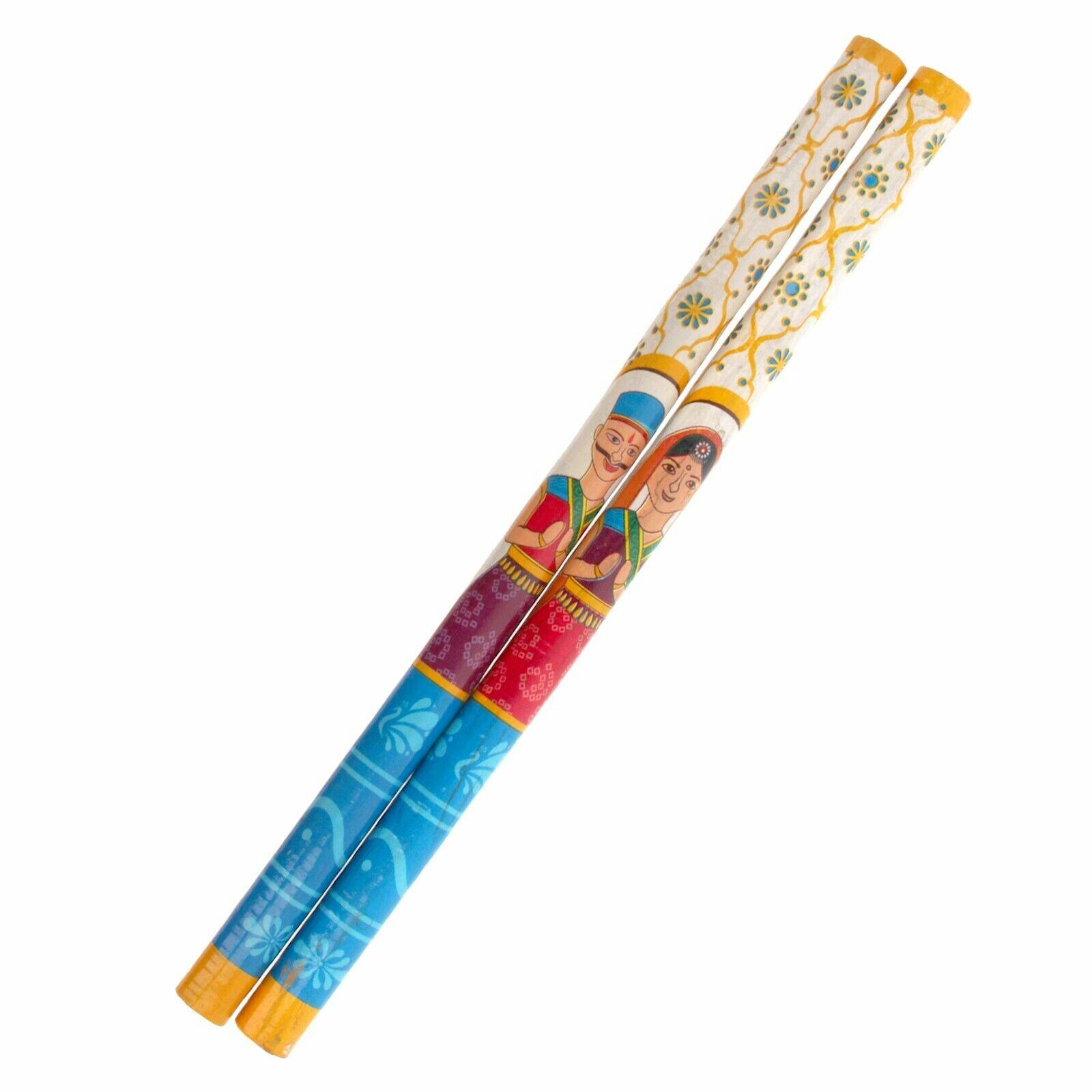 Dandiya Sticks Set Wooden Pair Multicolour Navratri Dandiya Raas Garba ...