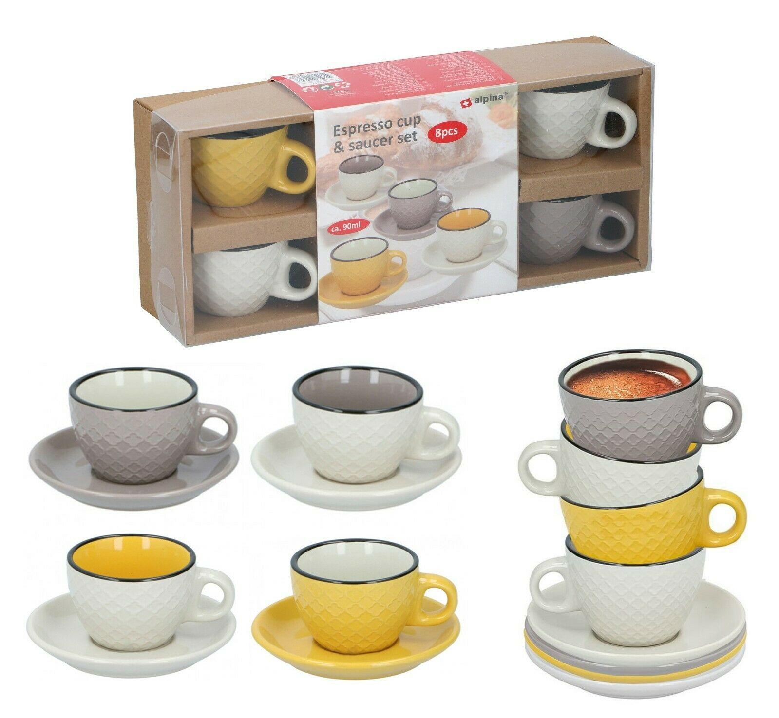 6x Porcelain Espresso Cups and Saucers Set, Turkish Coffee Cup Set,  Macchiato Cup, Porcelain Espresso Cup Set 
