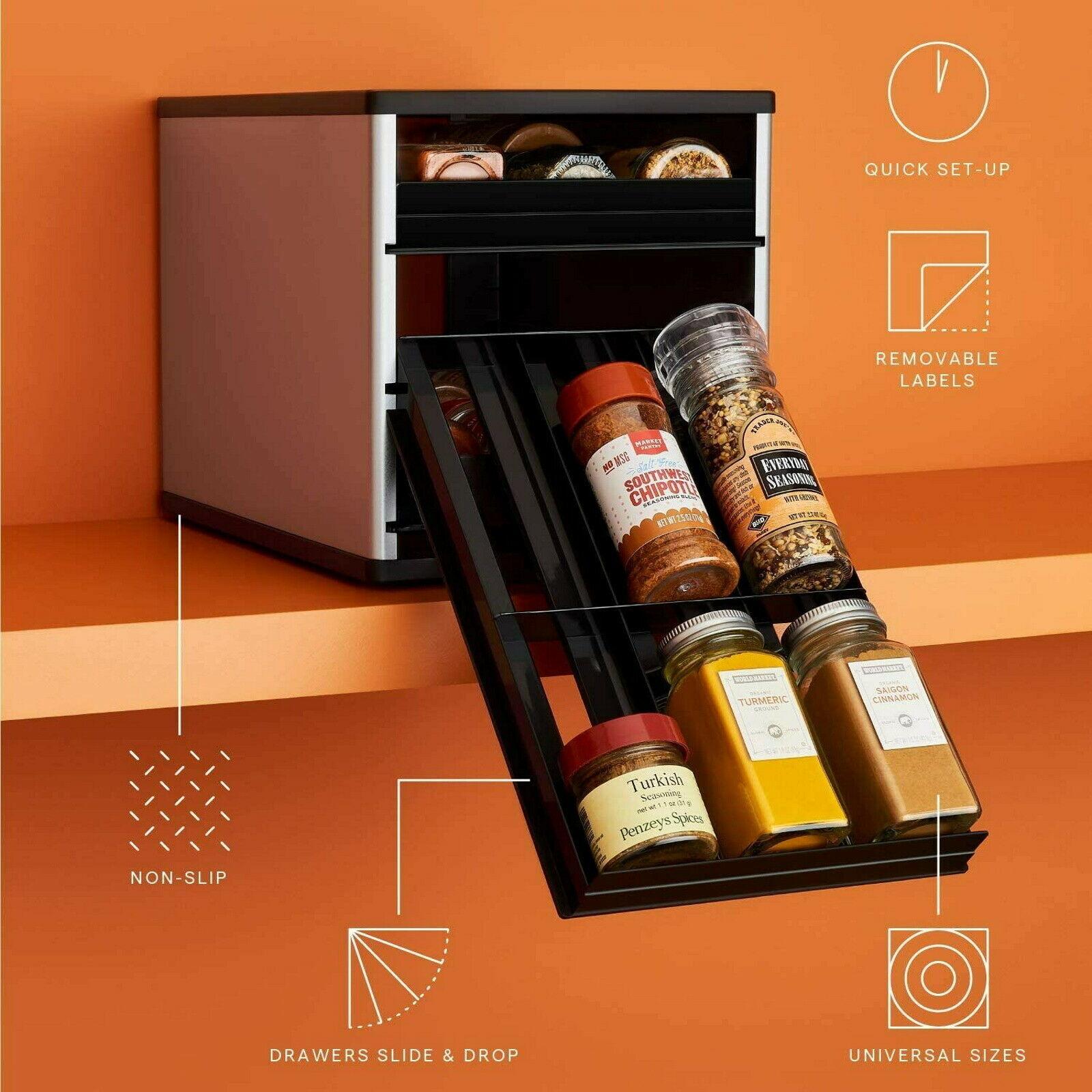 Stack Spice Rack 3 Tier Spice Jar Rack Holder Free Standing Kitchen Storage Organiser ...