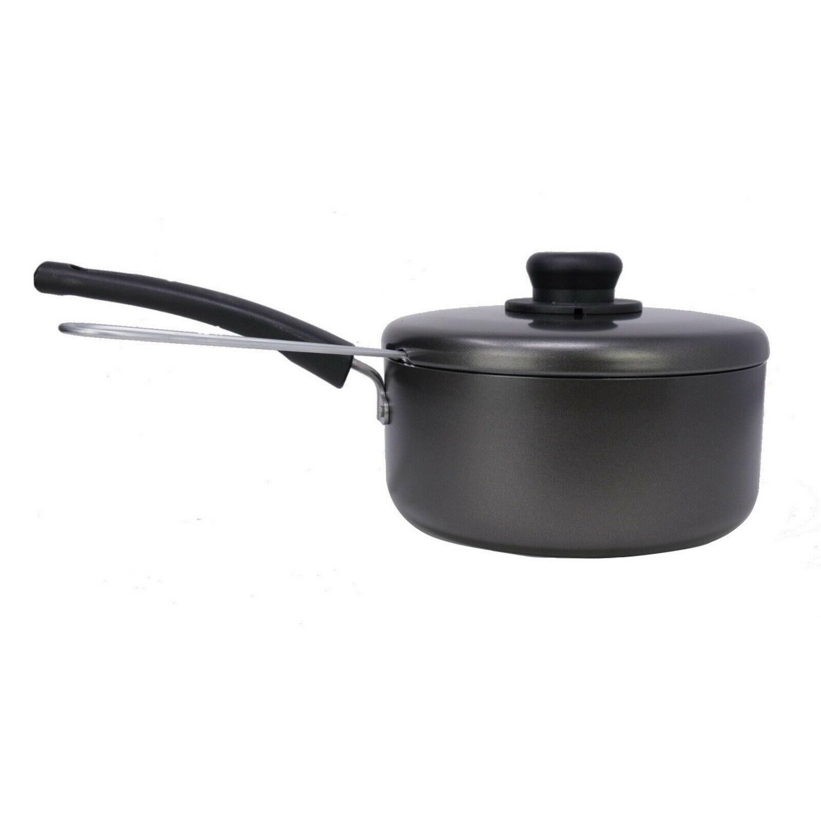 BargainsMania Aluminum Chip Pan Basket Set - Non-Stick Fry Pot With Lid & Basket