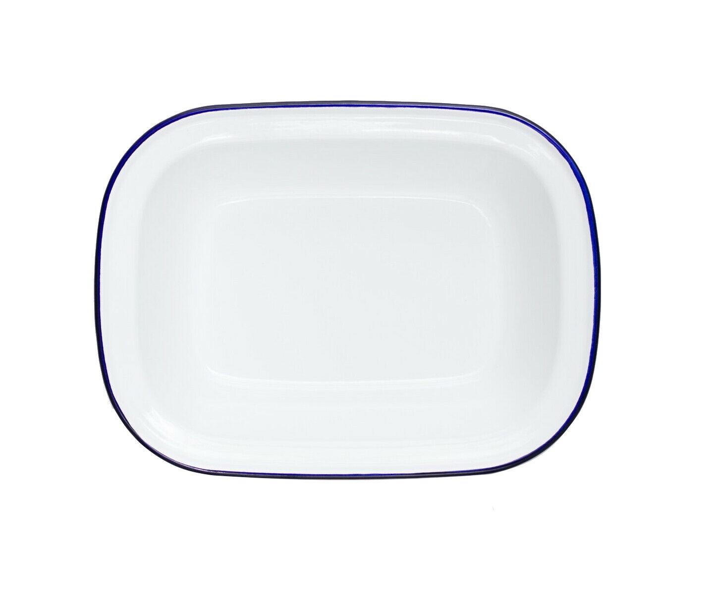 FALCON ENAMEL PIE DISH OBLONG BAKE STEAK PUDDING ASHET BAKING OVEN WHITE TIN NEW