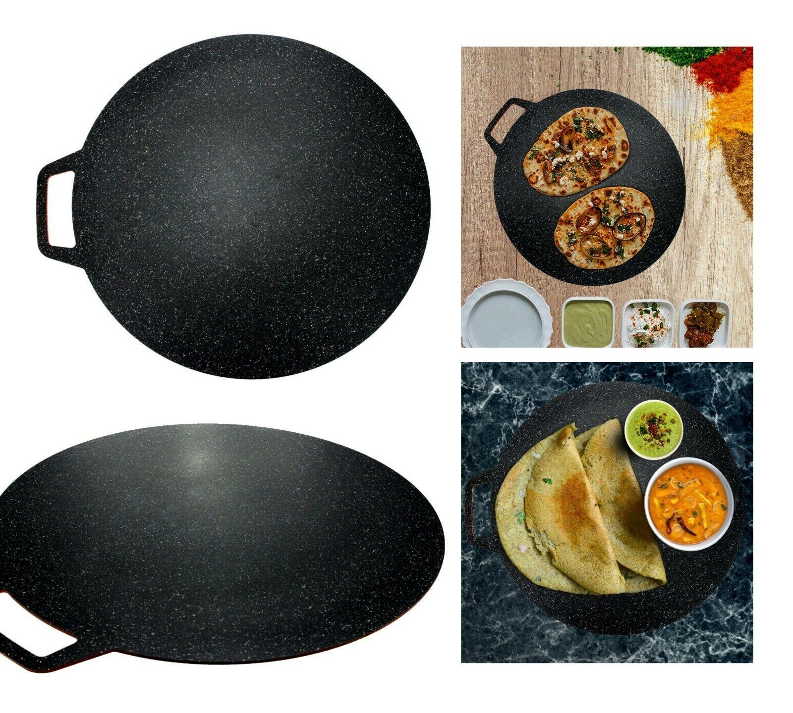 Iron Tawa Flat Tava Crepe Pancake Pan Griddle Dosa Roti Double Handle Heavy  Duty