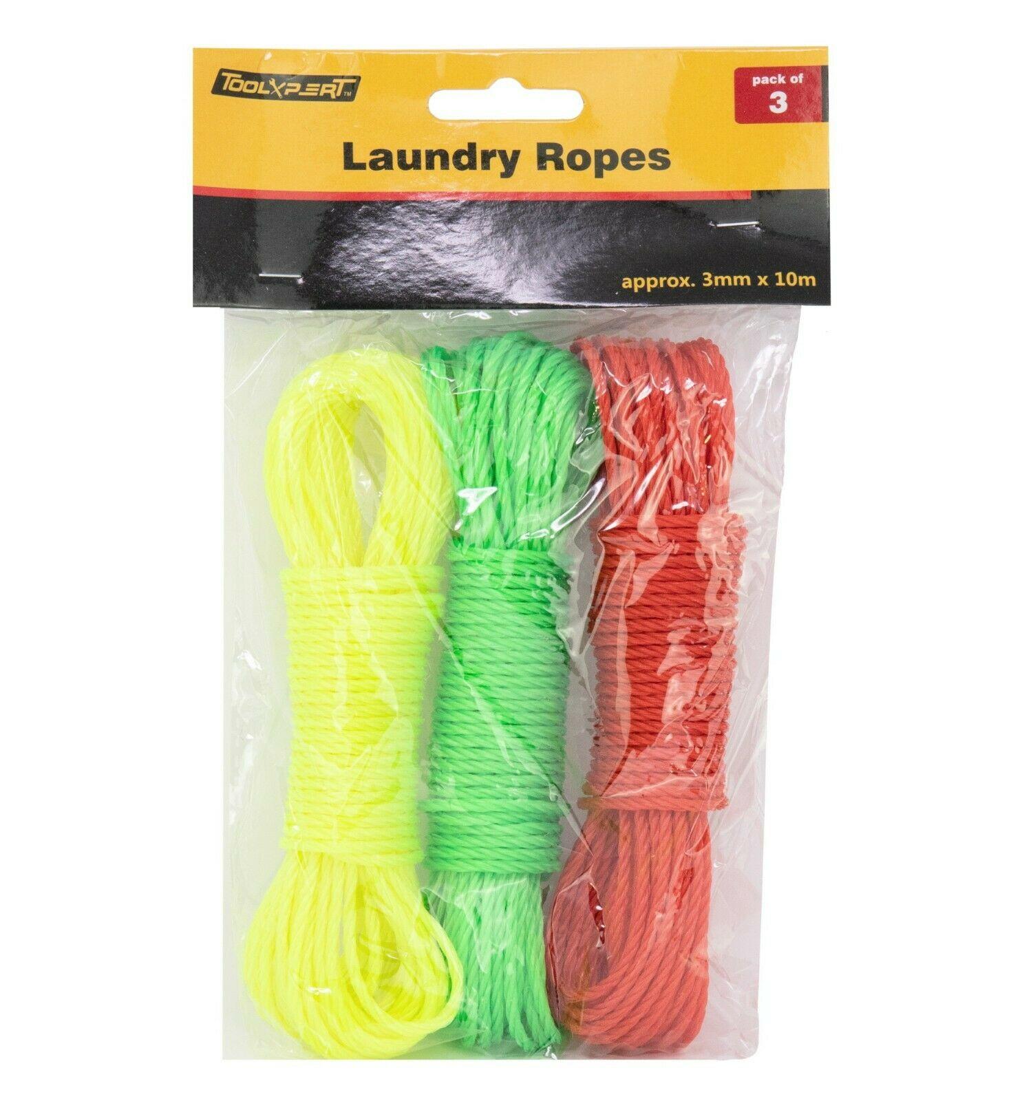 3 x 10m Washing Line Laundry Rope Dry Clothes Outdoor Garden Strong