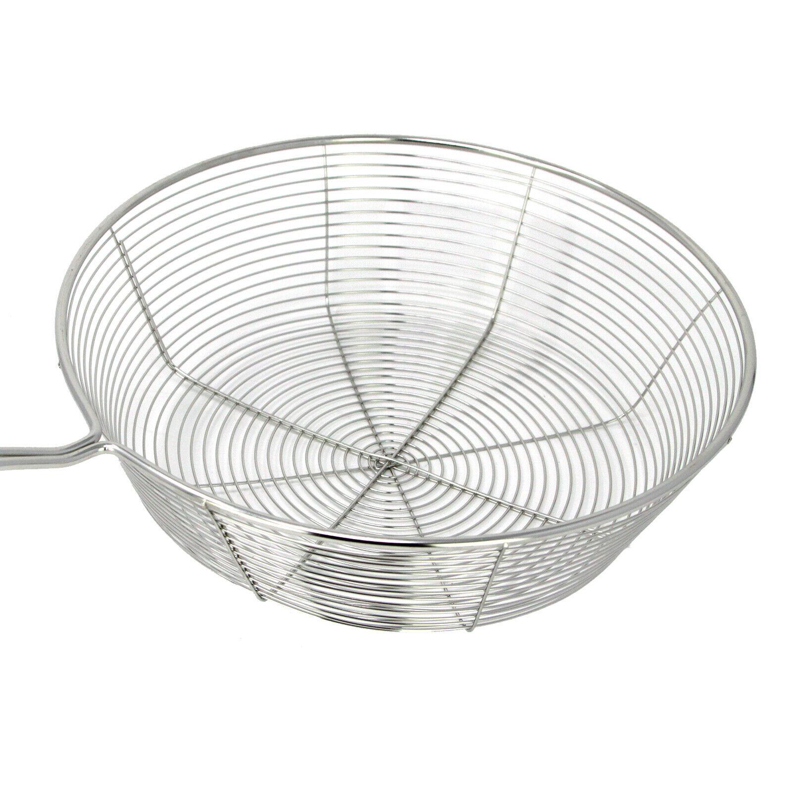 Schiumarola In Acciaio Inox - Mestolo Forato A Spirale Per Frittura, Manico Lungo, Dimensioni 16x20,3 Cm