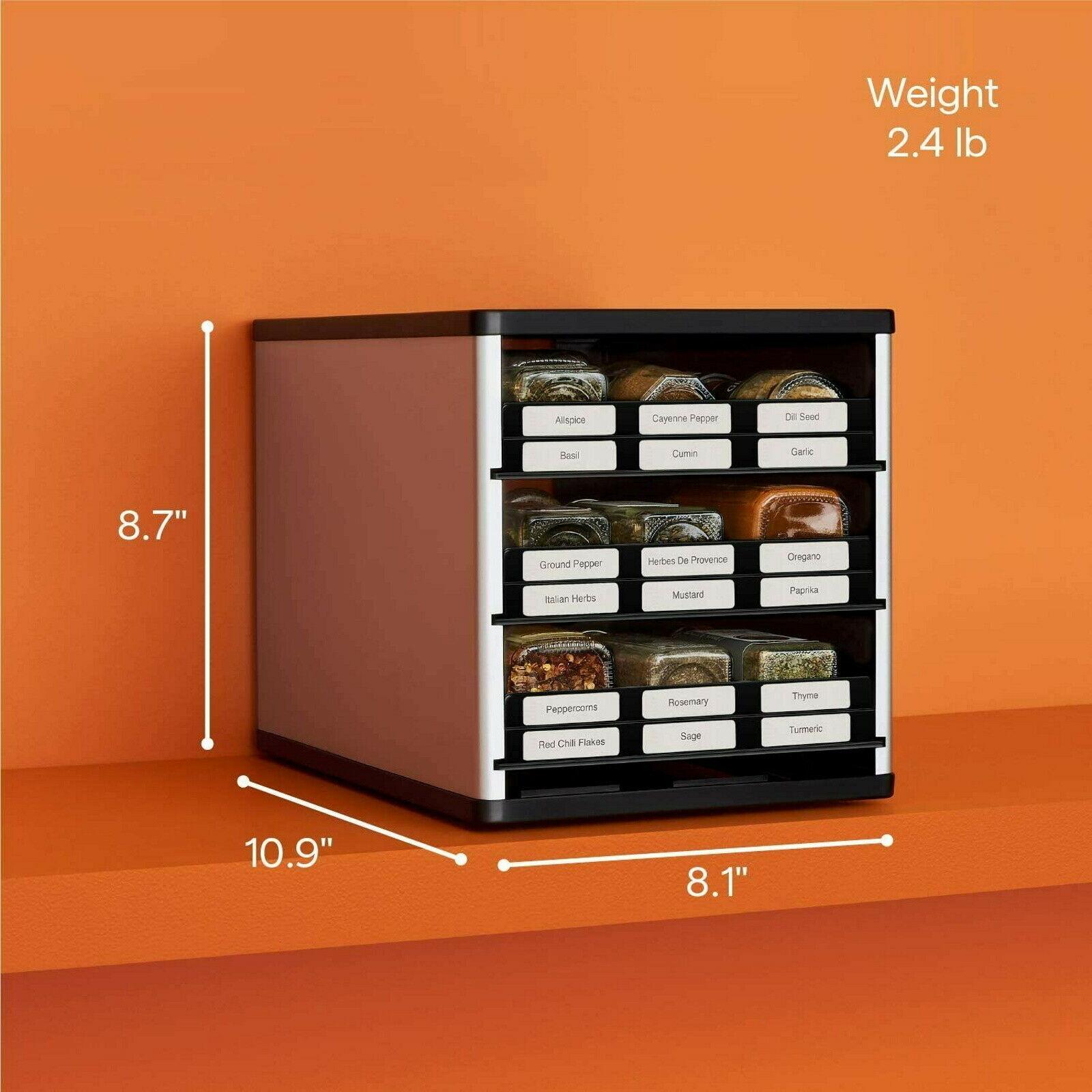 Stack Spice Rack 3 Tier Spice Jar Rack Holder Free Standing Kitchen Storage Organiser ...