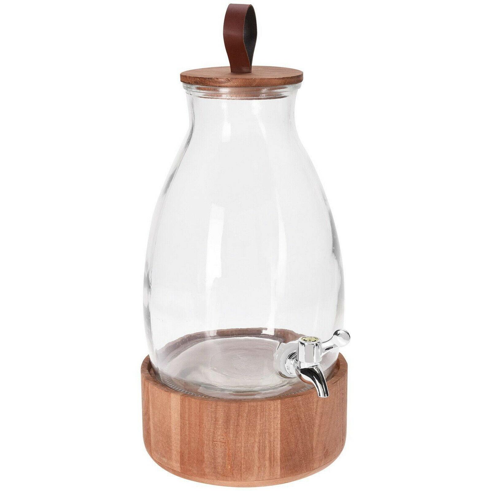 5.5L Glass Drink Beverage Dispenser Jug Juice Cocktail With Tap & Lid Stand