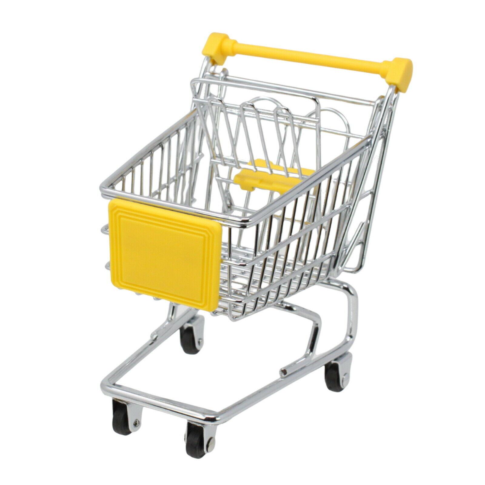 Children Kids Mini Metal Shopping Trolley Role Play Toy Chrome Coloured Handles 