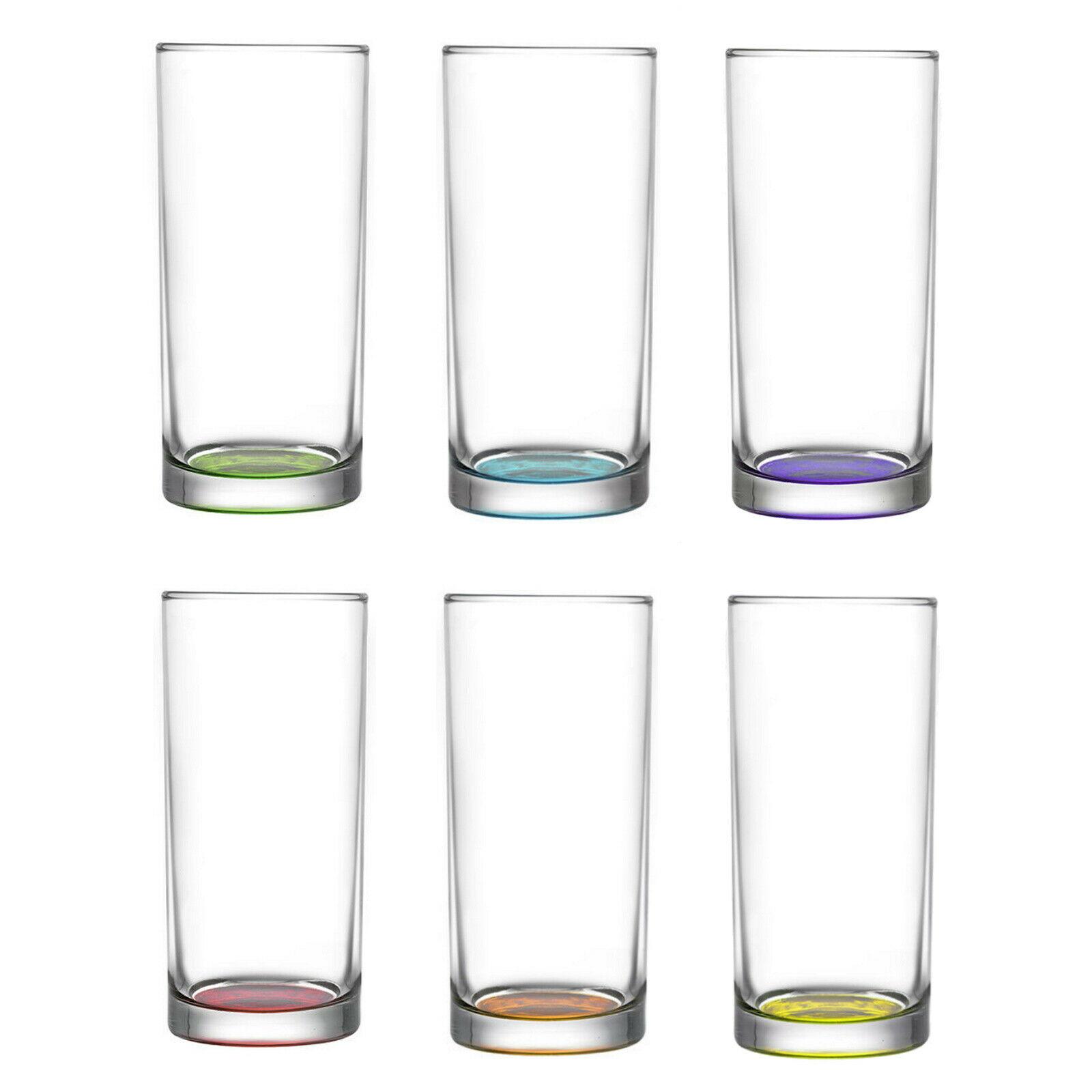 6x Coloured Water Glasses Multicoloured Party Cocktail Tumblers 305ml 6  Colours