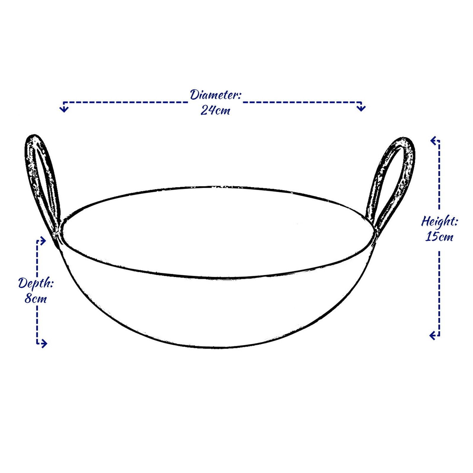 Iron Karahi Kadai Kadhai Iron Wok Balti Dish Indian with Handles Heavy Duty  Flat