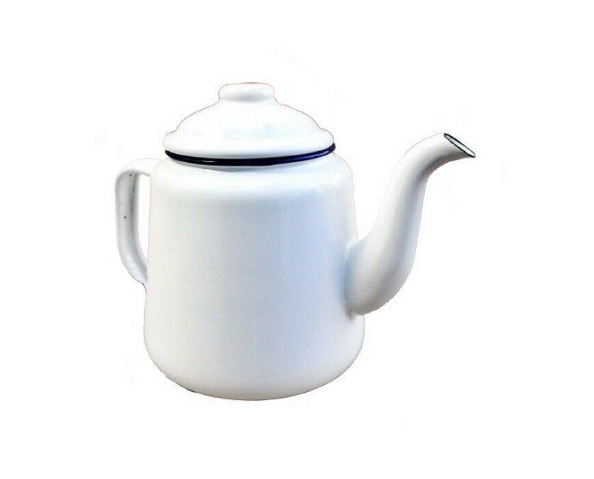 Falcon Enamel Sugar Pot, White With Blue Rim - Odgers And McClelland