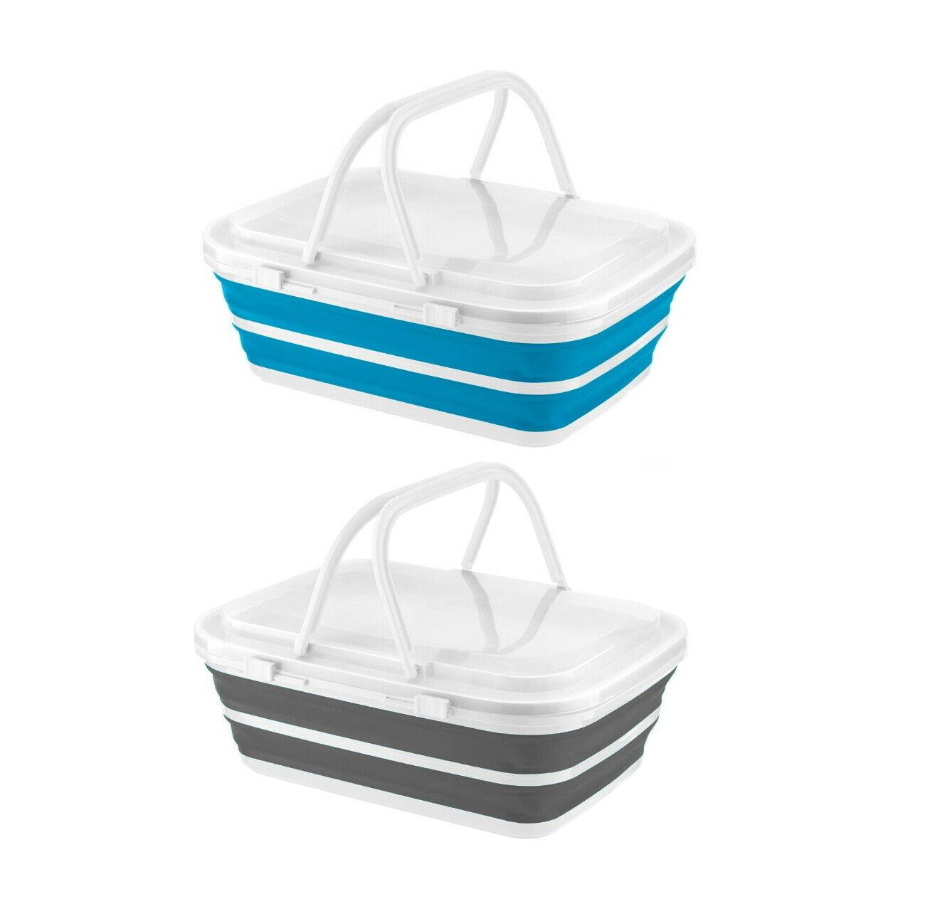 home+ Collapsible Silicone 9 Litre Picnic Basket with Ice Blocks