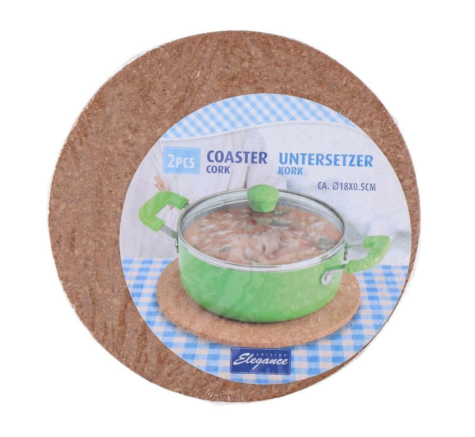 2PC Round Cork Coasters Hot Pots Pans Table Dining Worktop Saver Mats