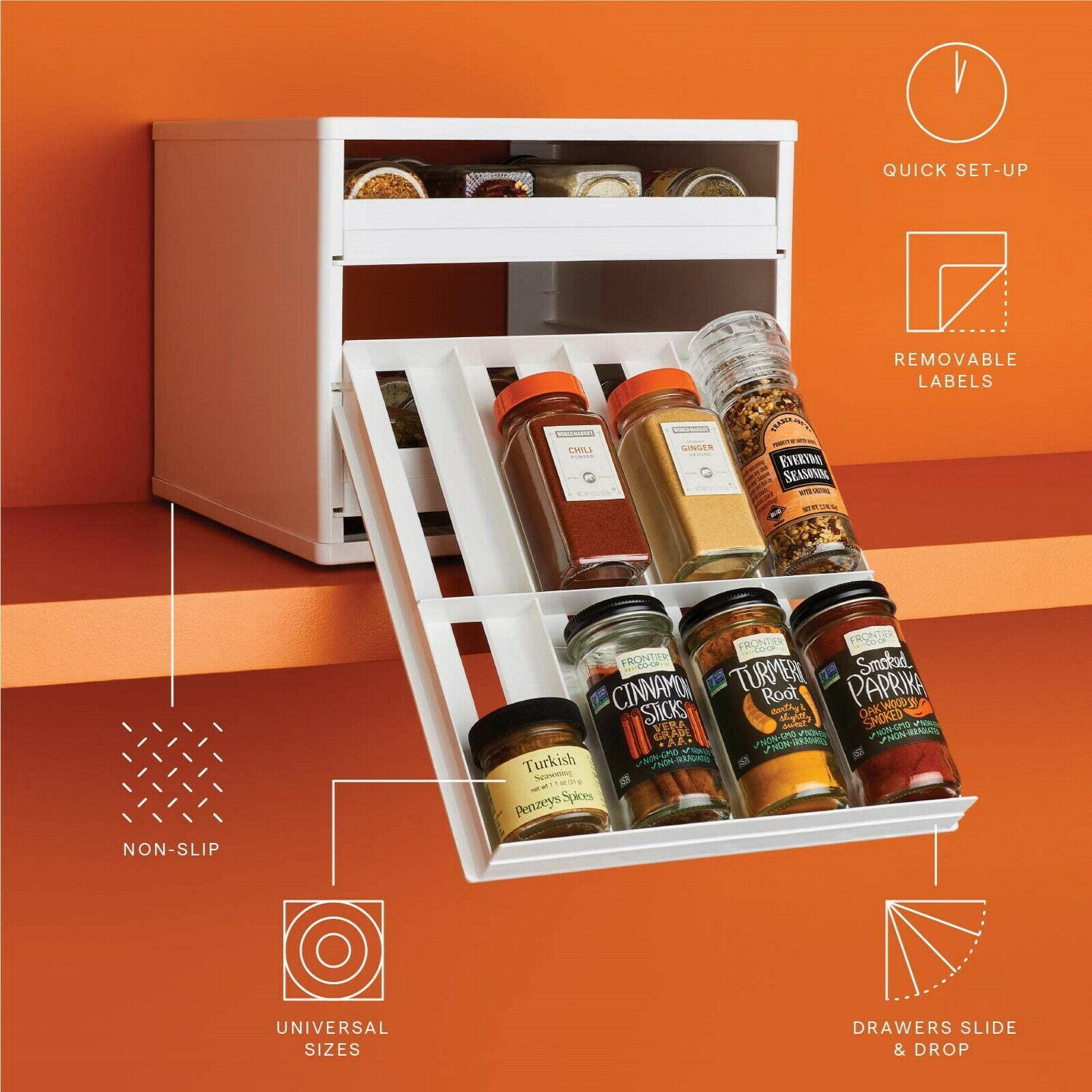 Stack Spice Rack 3 Tier Spice Jar Rack Holder Free Standing Kitchen Storage Organiser ...