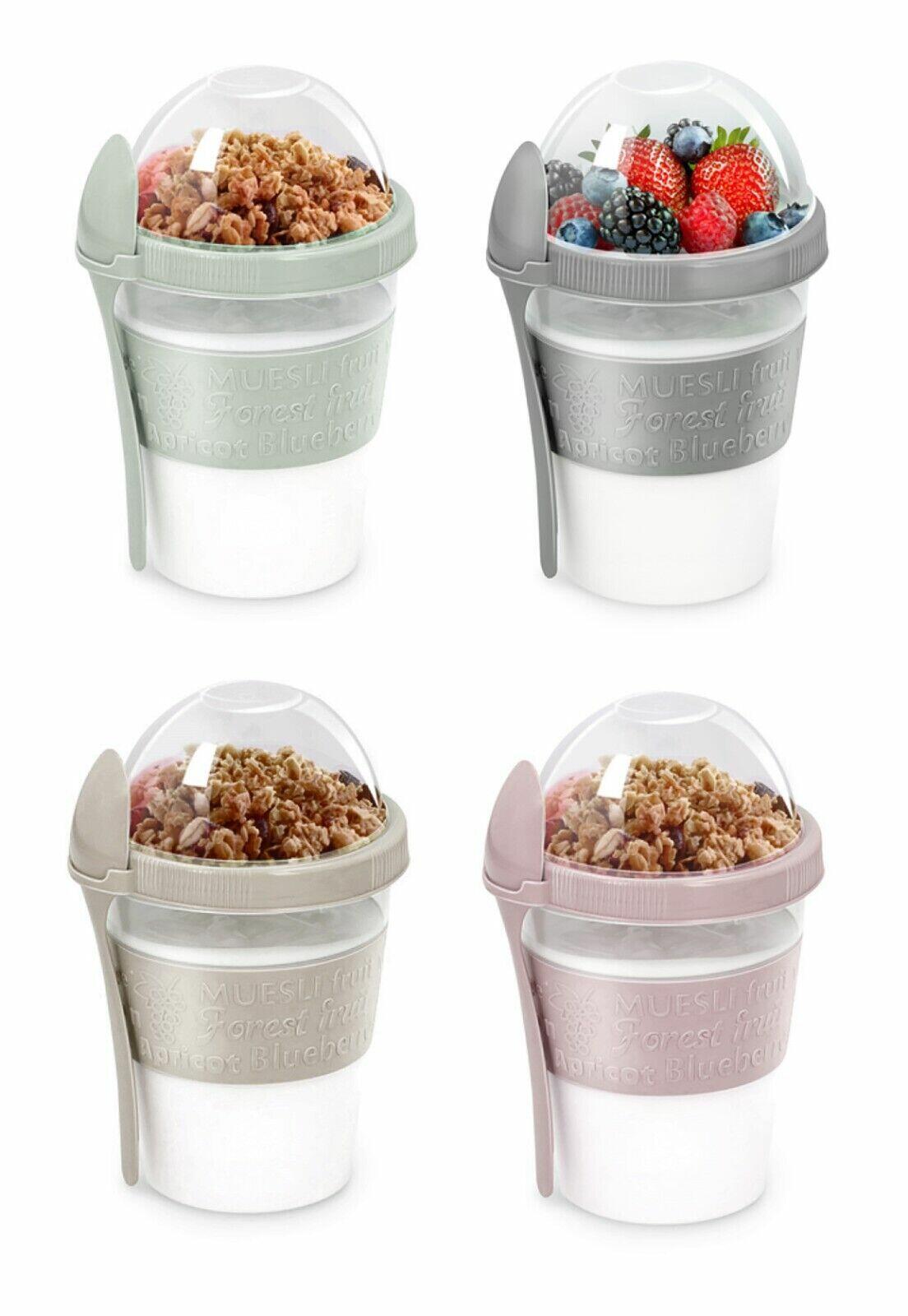 Cereal Container, Muesli Container Storage, Container with Lid for Yogurt,  Snack, Fruit, Custard, Reusable Snack Cup with Lid, Cereal On the Go Cup,  Meal Prep Container, 15 oz 