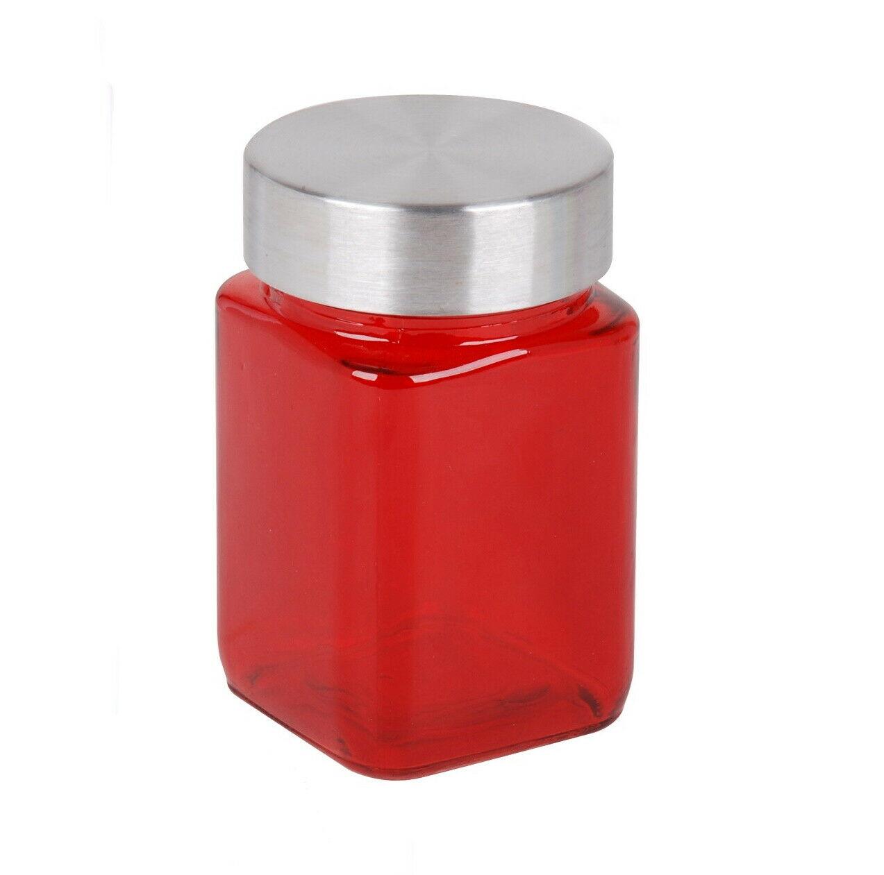 4 PCS Glass Spice Jars Square Coloured 300ml Seasoning Bottles Herbs Spices Storage Airtight Preserve Small Jars With Screw Top Cap Lids Condiment Jam Jars 300ml 
